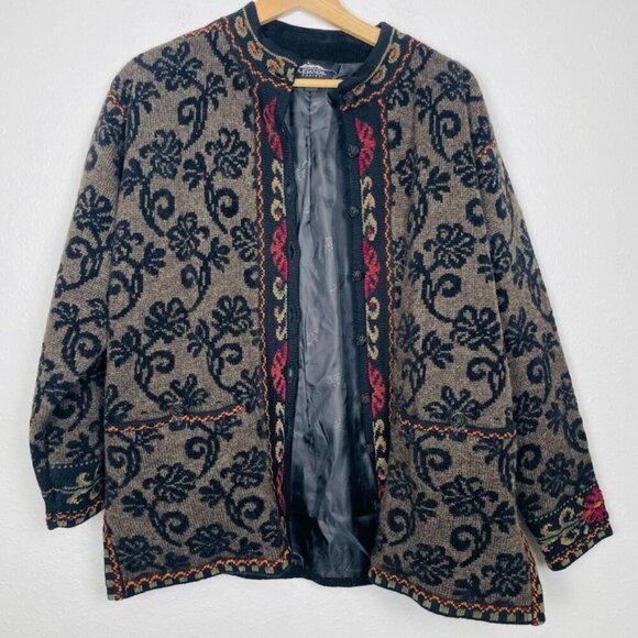 Vintage Icelandic Design Wool Blend European Button Closure Sweater - Picture 2 of 12